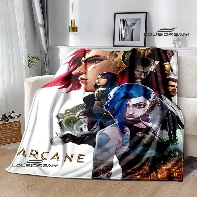 Hot Anime Arcane HD Blanket Cool Jinx Throw Blanket for Home Bedroom Bed Sofa Travel Office Warm Blanket for Winter