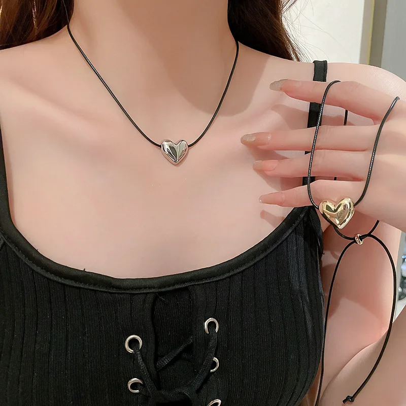 قلادة حب مطلية بالكهرباء، سلسلة الترقوة المتخصصة على الطراز الكوري، فاخرة خفيفة، متعددة الاستخدامات، مجوهرات راقية للنساء #1