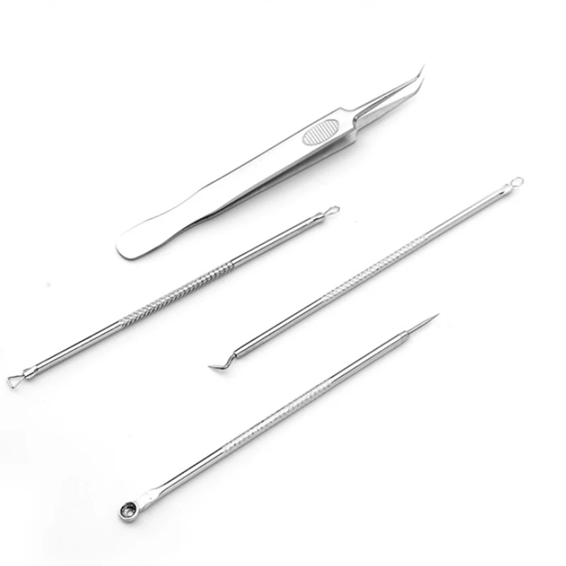 4 ชิ้น/เซ็ต Blackhead Remover Tweezer สิวคุดคลิป Acn จุดสีดํา Remov Beauty Salon Face Skin Care เครื่องมือ