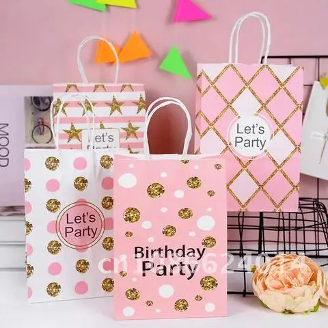 

Joyful Celebration 21x15x8cm Pink Star Wavy Dots Design Kraft Paper Present Pouch Sweet Treat Bag Purse Ceremony Celebration In