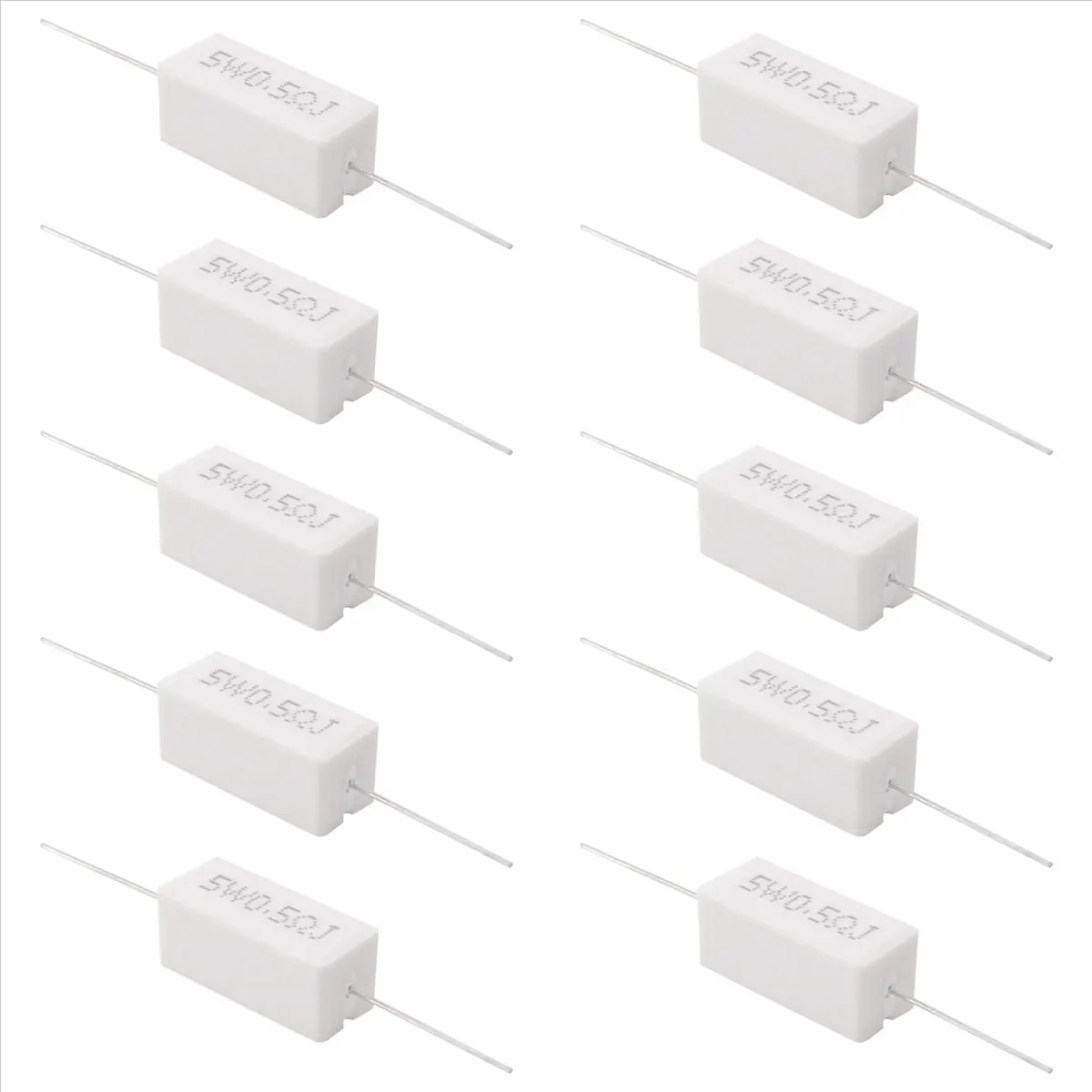 SCLS 10 قطع مقاوم أسمنتي سيراميك الرصاص المحوري 0.5 أوم 5 وات