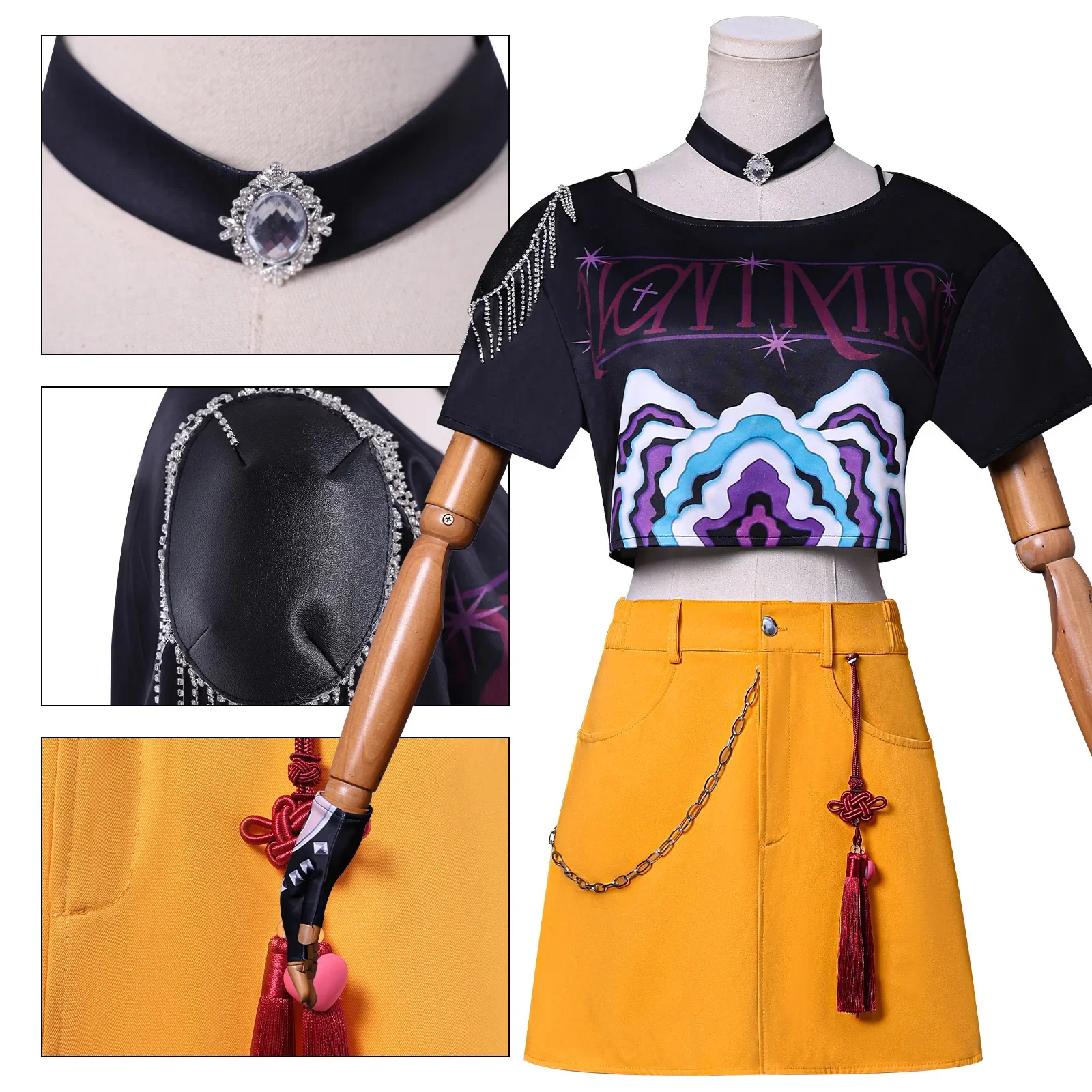 Anime Demon Hunters Mira Cosplay Costume wig K-Pop Mira Cosplay Sexy Uniform Girl Group Suit Women Top Pants Skirt Hallowmas set