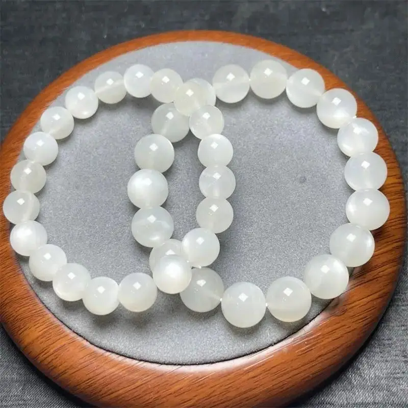 Natural White Moon Stone Bracelet For Women Men Love Gift Crystal Beads Strands Jewelry Gift 1PCS 9/11MM