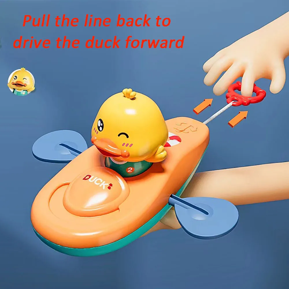 1Pc Little Cartoon Yellow Duck Kayak Toy Swimming Pool Bathroom Toys For Baby Bathing Swim Duck Chain Clockwork Toy for Children