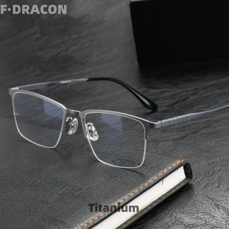 

F.DRACON Titanium Eyeframe Ultra Light Business Men's Eyeframe Fashion Square Optical Prescription Eyeframe 5003