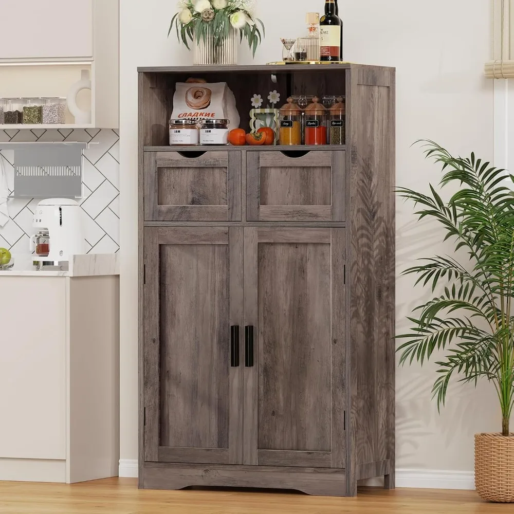 Iwell-Grande armoire de rangement avec 2 tiroirs de proximité et 2 étagères, HOCabinet, Chi Board pour salon, cuisine, bureau