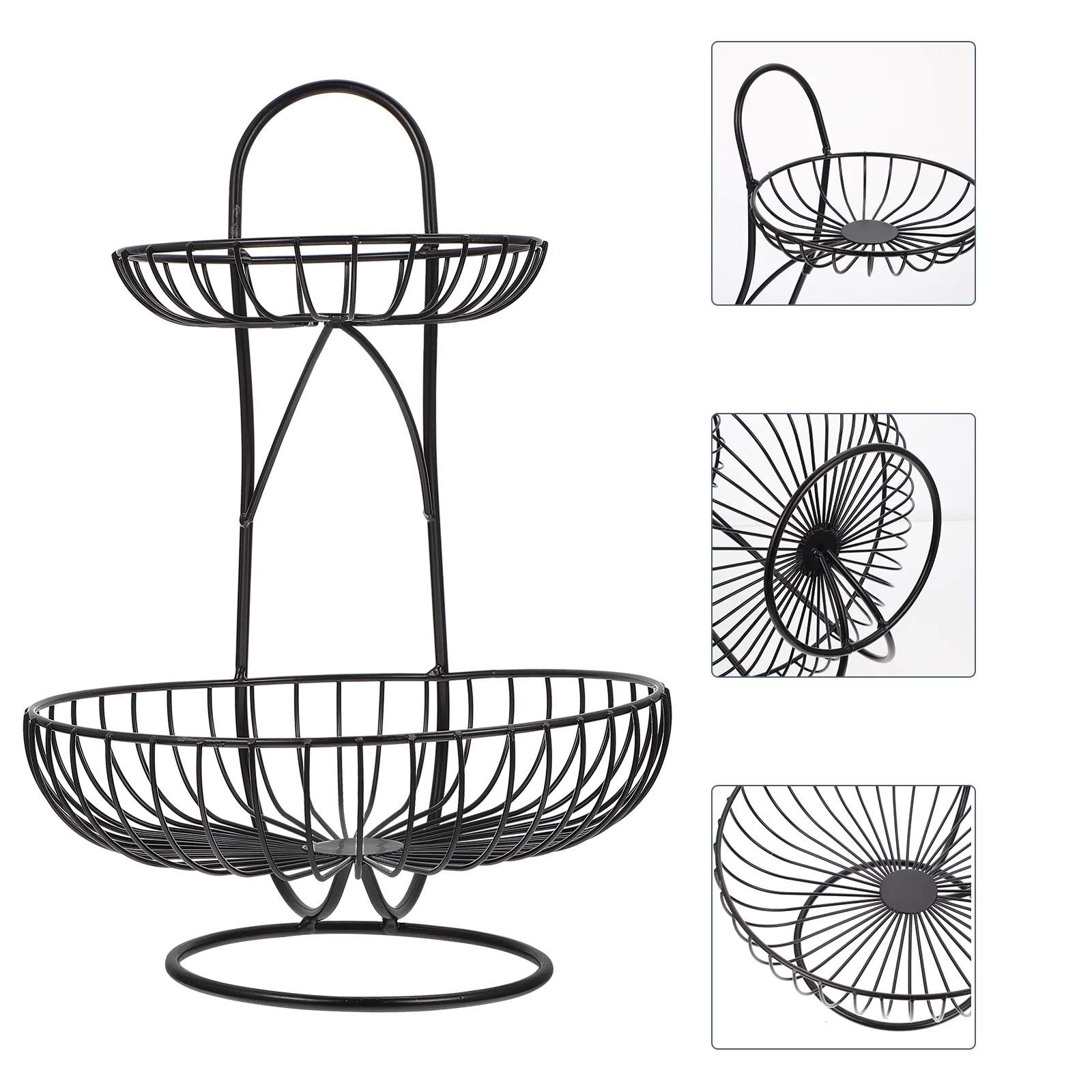 

Iron Craft Basket Double Layer Metal Tray Home Use Wedding Banquet Hotel Restaurant Decorative Storage Basket Wrought Iron Fruit