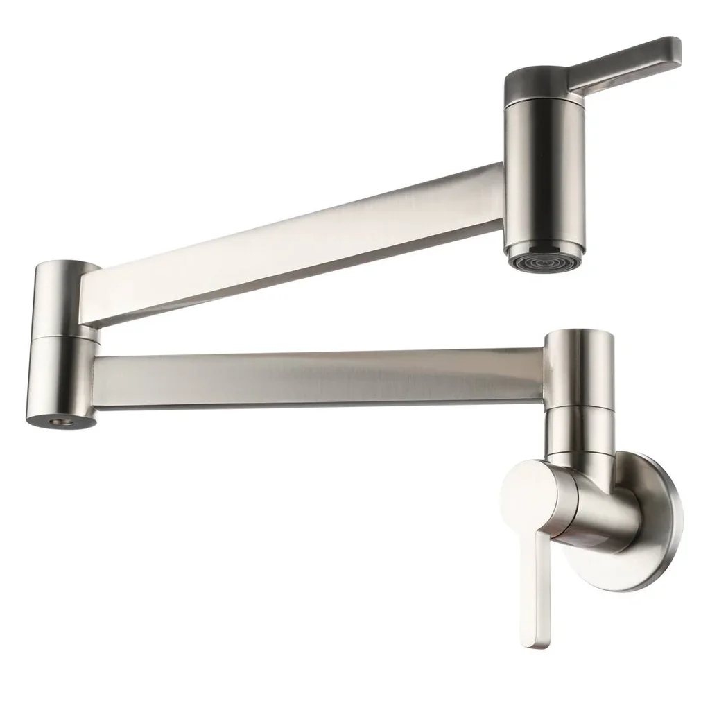 Black Pot Filler Tap Kitchen Water Faucets Wall Mount Bathroom Basin Faucet Cold Water Folding Spout Brass Vanity Sink Crane Tap view 5