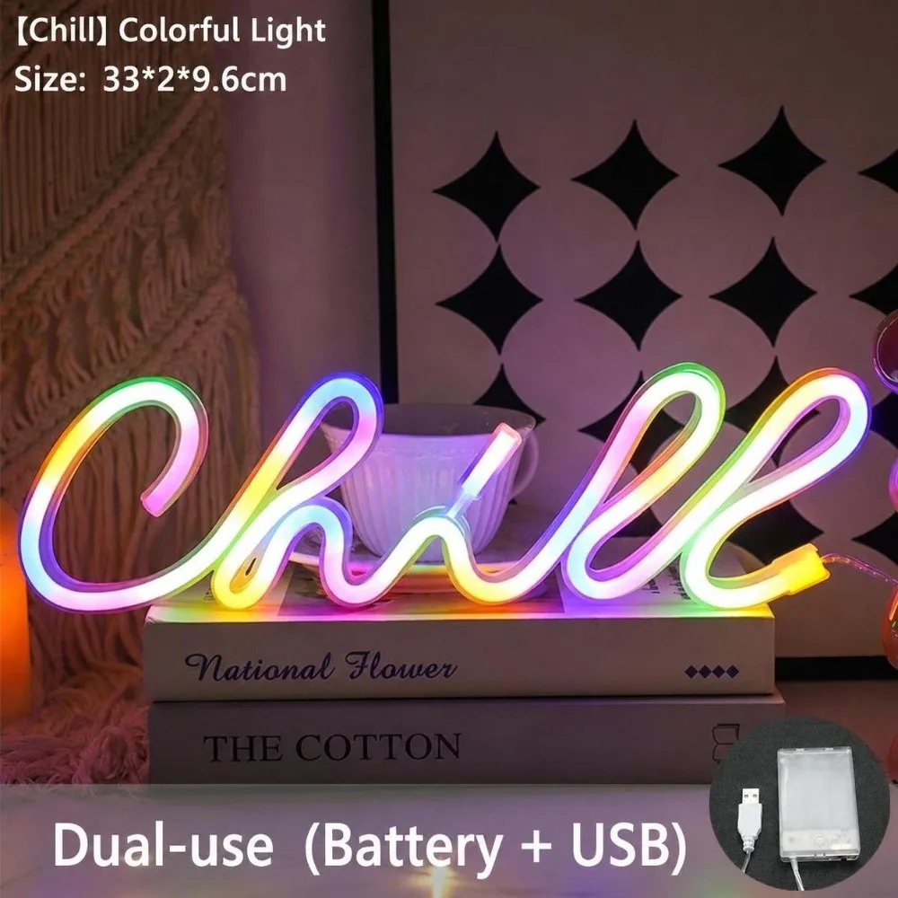 Fashionable Wall Decor Chill Neon Sign USB Powered Atmosphere Lighting LED Neon Light Aesthetic Neon Signs Bar