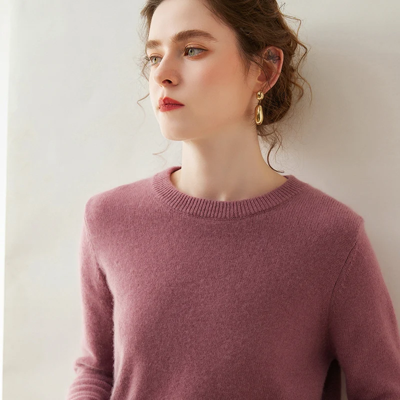 Winter Women\'s Sweater O-Neck High Quality Soft Warm Pullover 100% Cashmere Female Loose Thicken Shirt Knitted Ladies Basic Tops