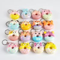 Cartoon Donut Bear Keychain Doughnut Squeeze Keyring Bag Pendant Couple Car Keyholder Bag Charm Donut Key Chain Girls Favors