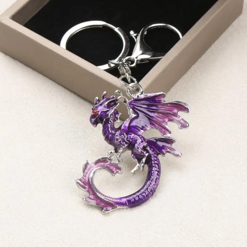 Langlebiges Metall-Fantasy-Drachen-Emaille-Schlüsselanhänger-Set Premium Wyvern-Schlüsselring Taschenanhänger für Autoschlüssel Halloween-Geschenk – Detail 3