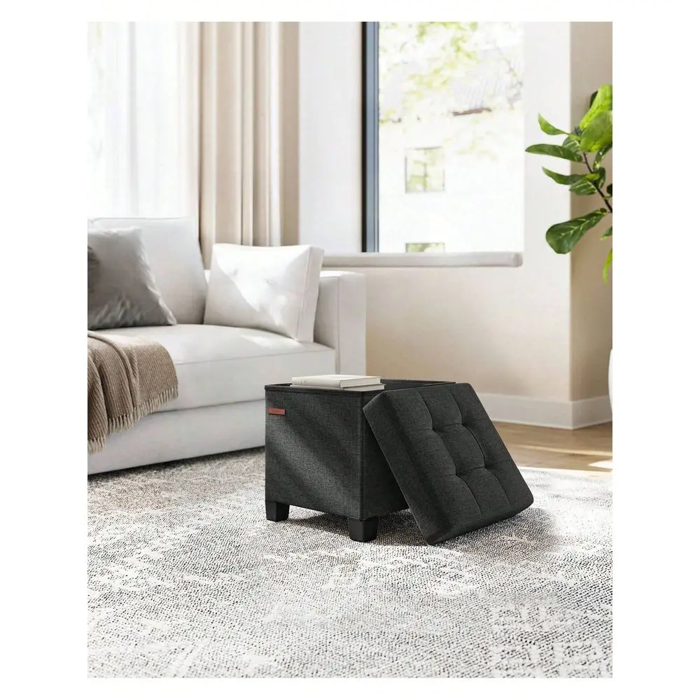 

15 Inches Cube Storage Ottoman, Bedroom Bench With Storage, Foot Stool With Feet, Holds To 660 Lb