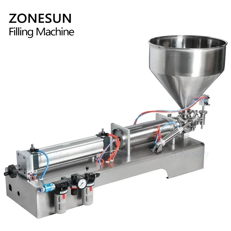 ZONESUN Single Head Fully Pneumatic Paste Liquid Filling Machine for Tomato Sauce, Alcohol & Liquid Bottles