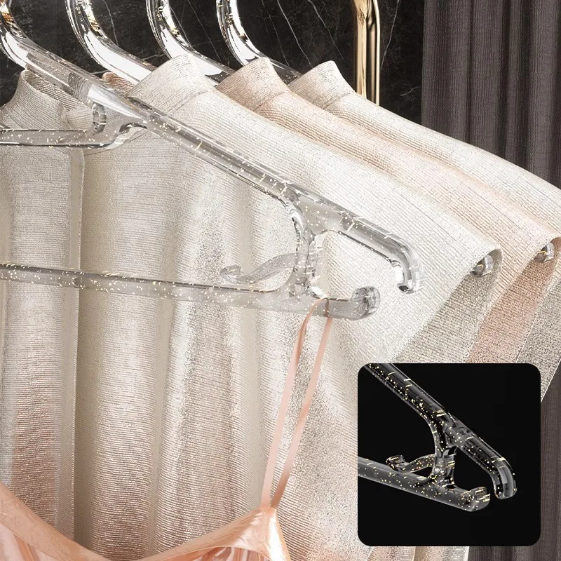 10pcs Transparent Clothes Hangers Clothes Hanging Racks Durable Nonslip Acrylic Household Hanging Cloth Seamless Shoulder Hooks