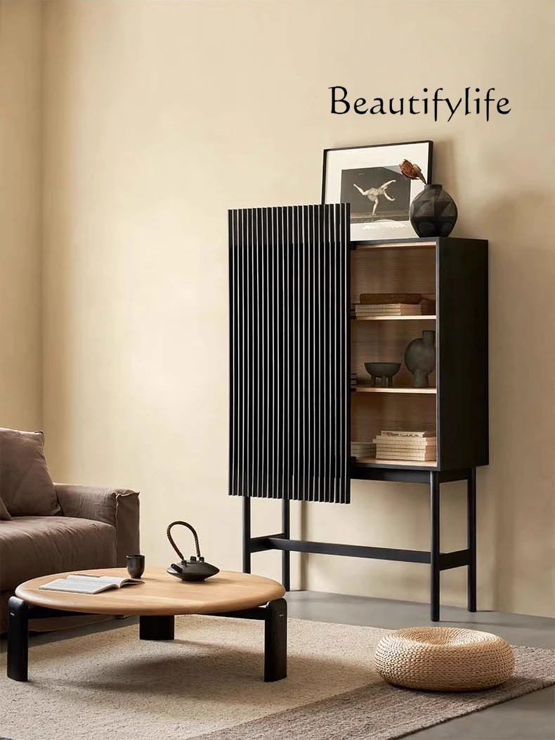 

X Twilight Shadow Solid Wood Side Cabinet Black Locker Living Room Decoration Cabinet Display Cabinet Against The Wall