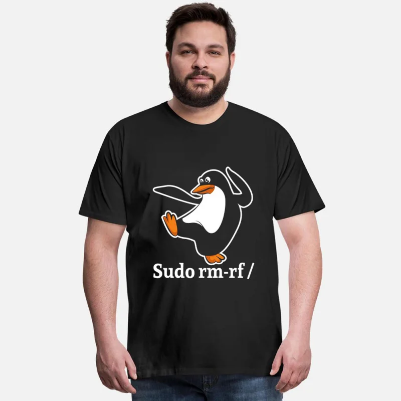 

Tux Linux Pinguin Sudo Rm Rf Computerfreak Hack Funny Developer Gift t shirt for Software Engineer Graphic clothes All size Tops