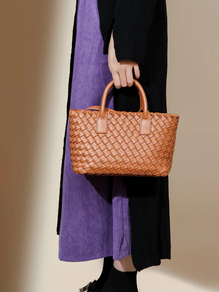 

Hanrted Basket Bag Leather oulder Crossbody Handbag Women's Handbag Casual Sle Buet Bag Daily Match Universal