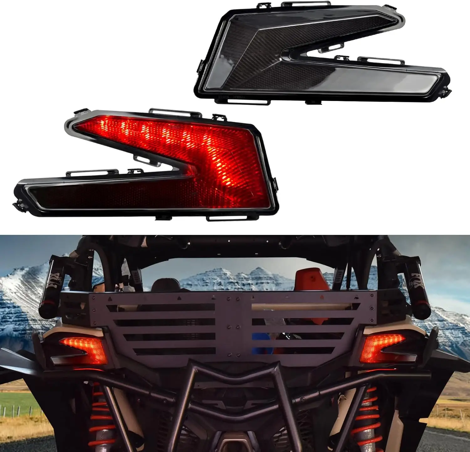 

UTV Tail Lights for Can-Am Maverick X3 2017-2025, Smoke Gray Rear Brake Stop Light Compatible with X3 Max XDS XRS