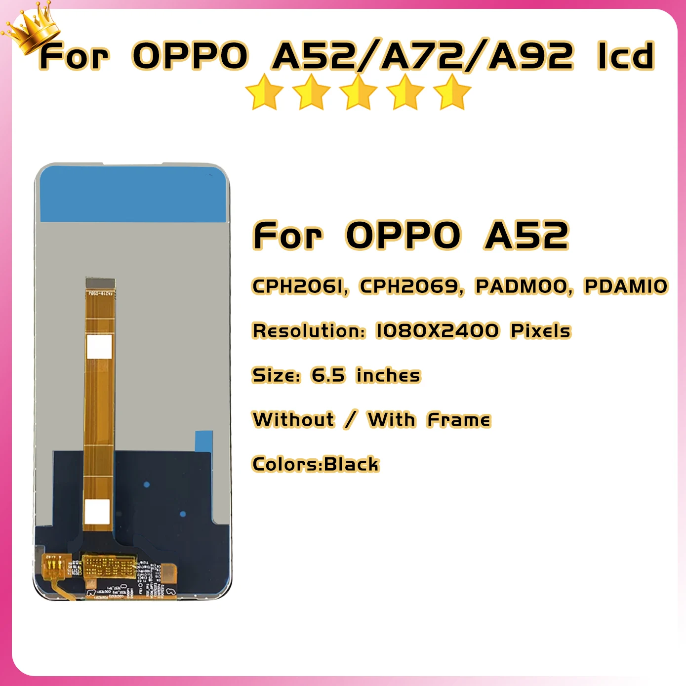 6.5\'\' LCD For Oppo A72 A92 A52 CPH2069 CPH2067 LCD Display Touch Screen for OPPO A72 LCD Digitizer Assembly Replacement