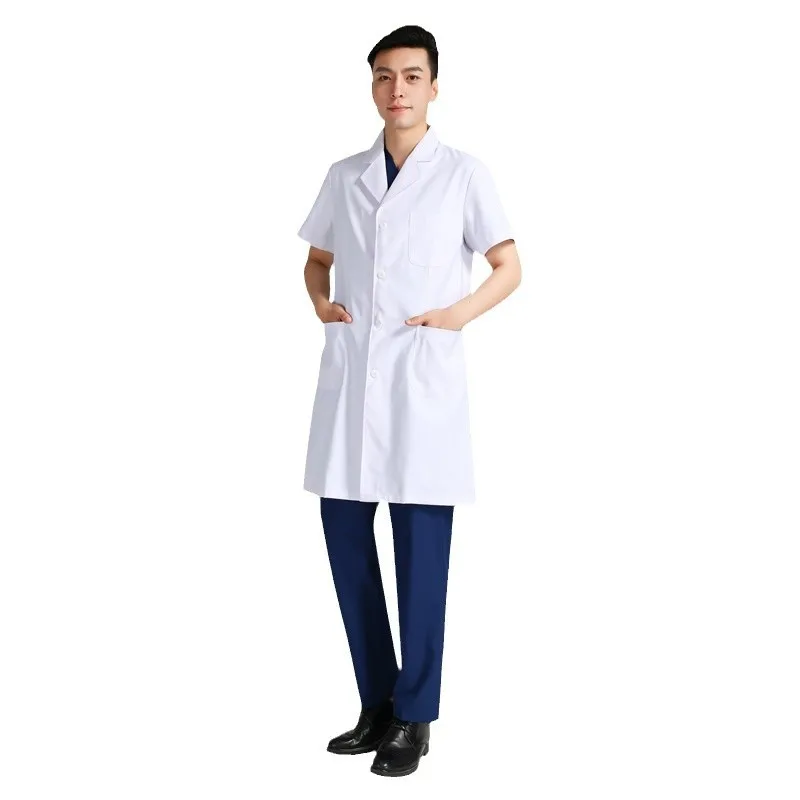 Weißer Mantel für Damen, antibakteriell und antistatisch, männliche Arztuniform, Dentalstomatist, weißer Mantel, Labor-Arbeitskleidung