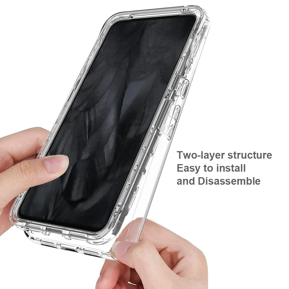 Two Layers Structure Clear Case for Google Pixel9 8 7 6 Pro 7A 6A Shockproof 360 Degree Full Protect Camera Lens 2in1 Back Cover