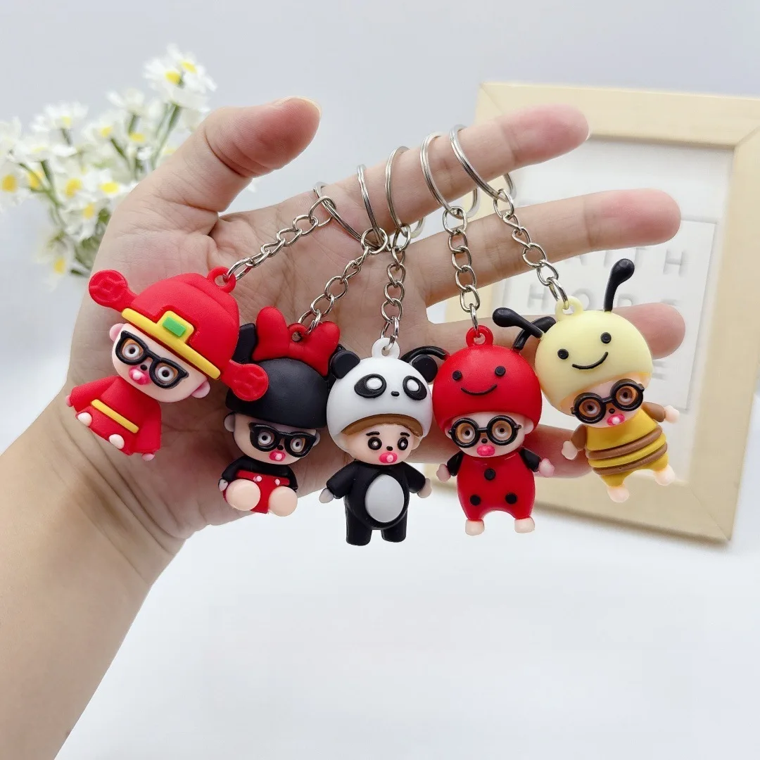 For Monchhichi costume godfather bee ladybug doll keychain, cartoon schoolbag hanger, gift item