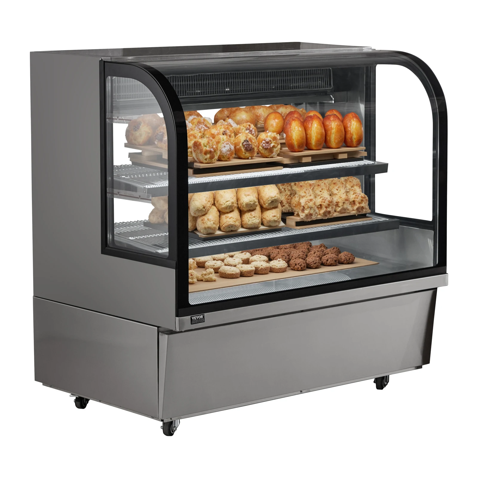 VEVOR Refrigerated Display Case, 505L Large Pastry Display Case, 2-Tier Commercial Display Refrigerator with LED Lighting