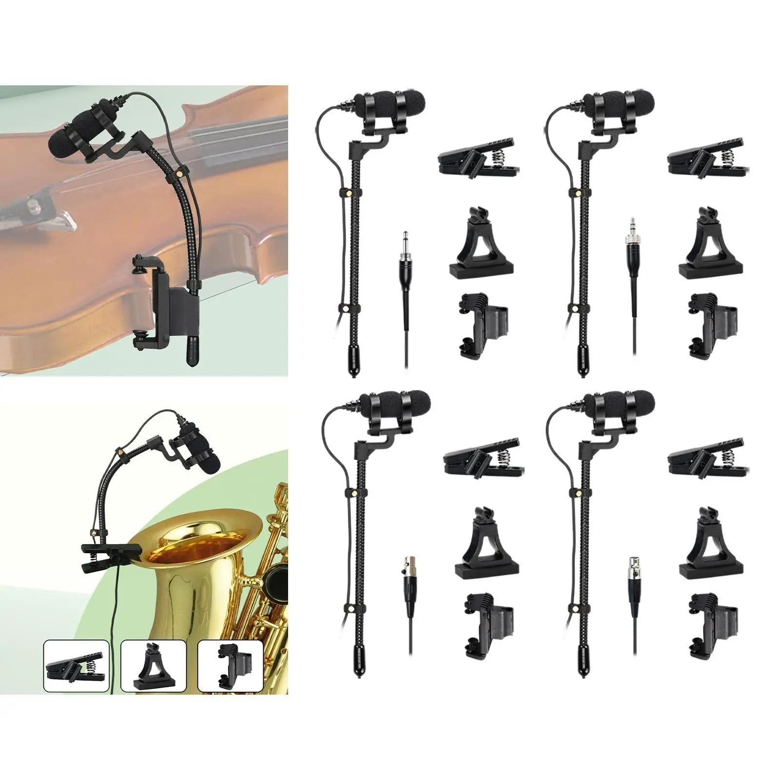 

4 Pin Hypercardioid Instrument Mic Flexible for French Horn Clarinet Trumpet