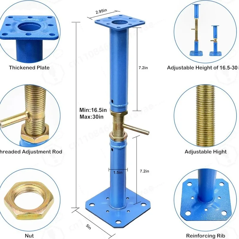 Adjustable House Jacks for Leveling,Heavy Duty Steel Support Jack 16.5-30 Inch,Basement,Roof Beam & Floor Repair 2 pack
