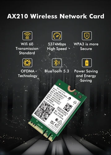 Imagen 2 del producto Tri Band WiFi6E AX210 inalámbrico 2,4 Gbps Bluetooth 5,3 802.11AX Wi-Fi inalámbrico 6 AX210 para tarjeta WiFi Intel AX210NGW M.2 NGFF Wlan