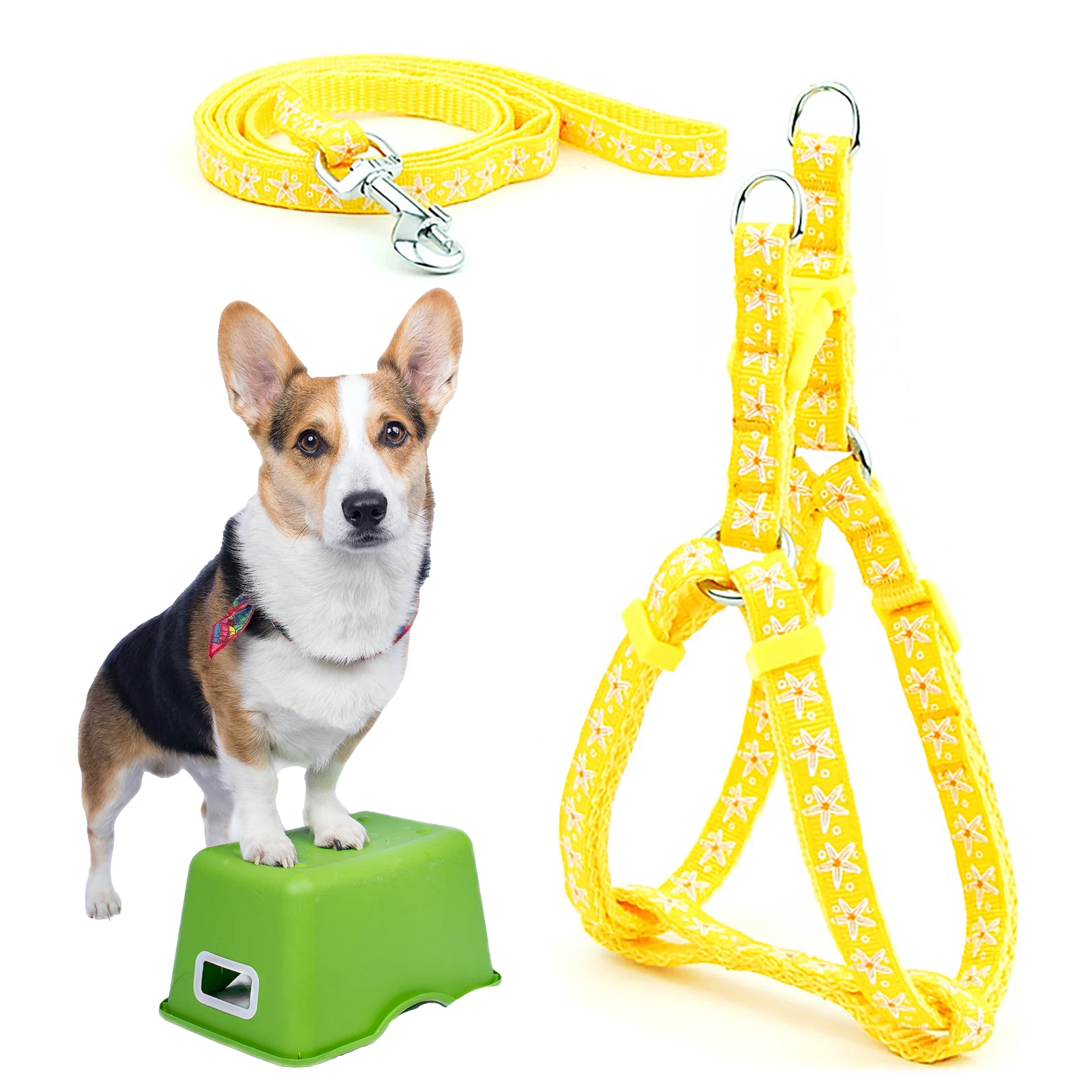 Dog Harness Adjustable Delicate Printing Breathable Puppy Chest Strap Flexible Comfortable Explosion-Proof Dog Vest Harness