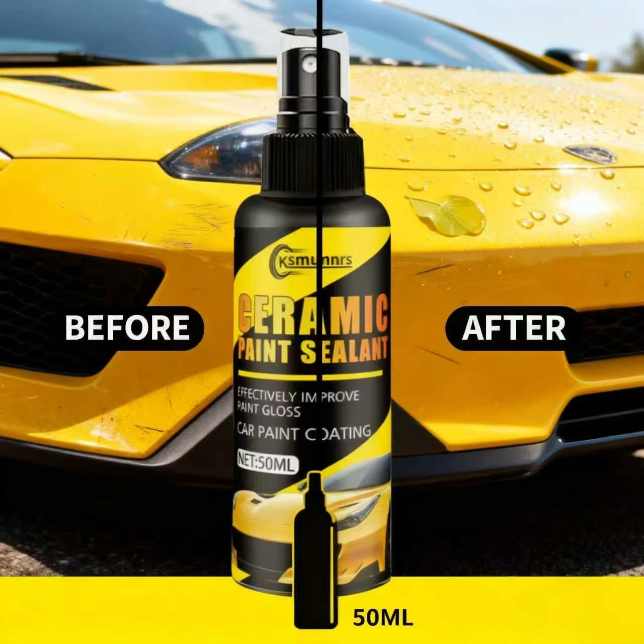 Ksmumnrs Ceramic Paint Sealant 50ML - Car Hydrophobic Coating, Effectively Boost Paint Gloss & Long-Lasting Auto Exterior Shine