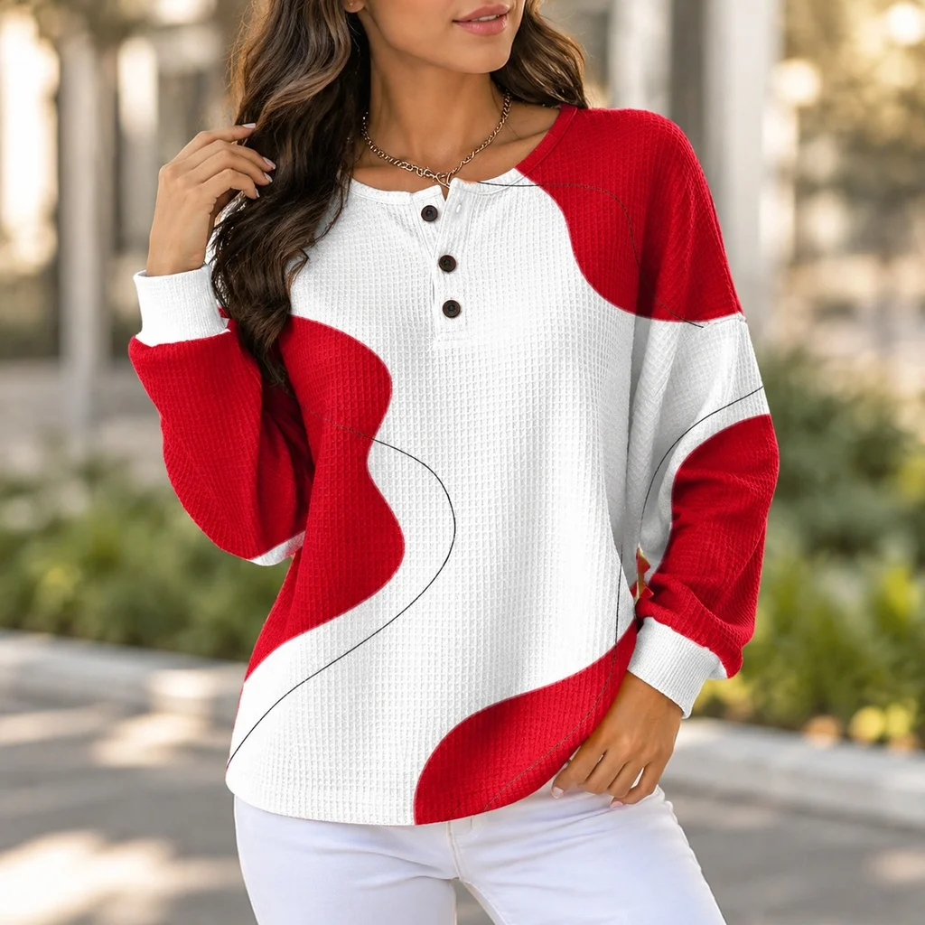 Casual Long Sleeve T Shirt with Mid Length Regular Fit 3D Pattern Women Long Sleeve Shirt Fresh Sweet Autumn Gentle Style