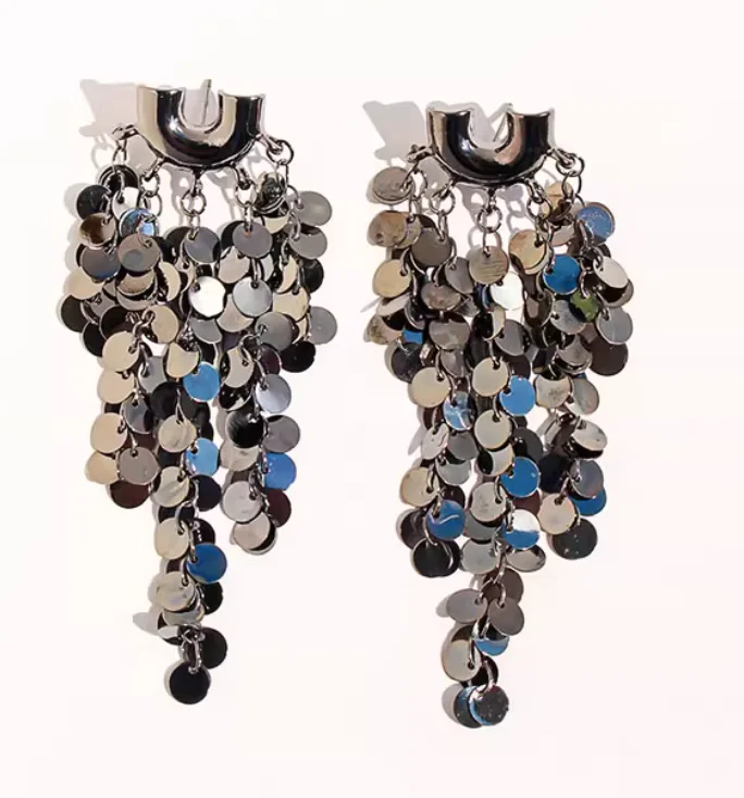 Europe and the United States foreign trade jewelry fashionable and exaggerated metal sequins tassel earrings luxury atmosphere l