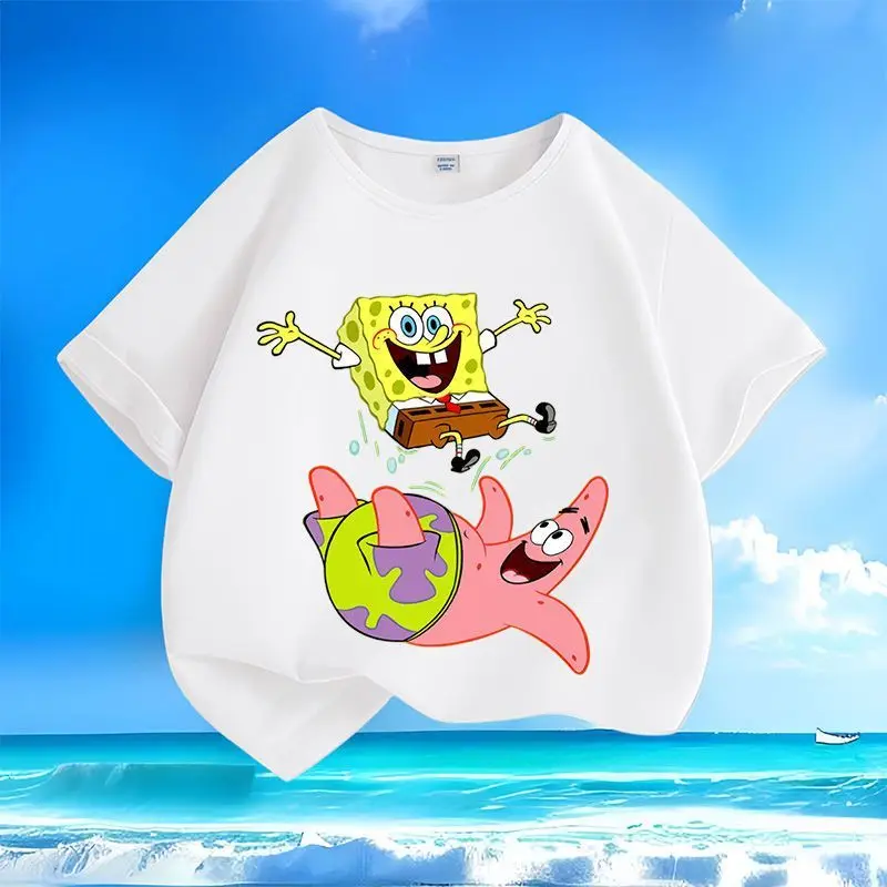 2026 SpongeBob SquarePants Big Star New Men's and Women's Short Sleeved T-shirt Cotton Round Neck Loose Versatile Top