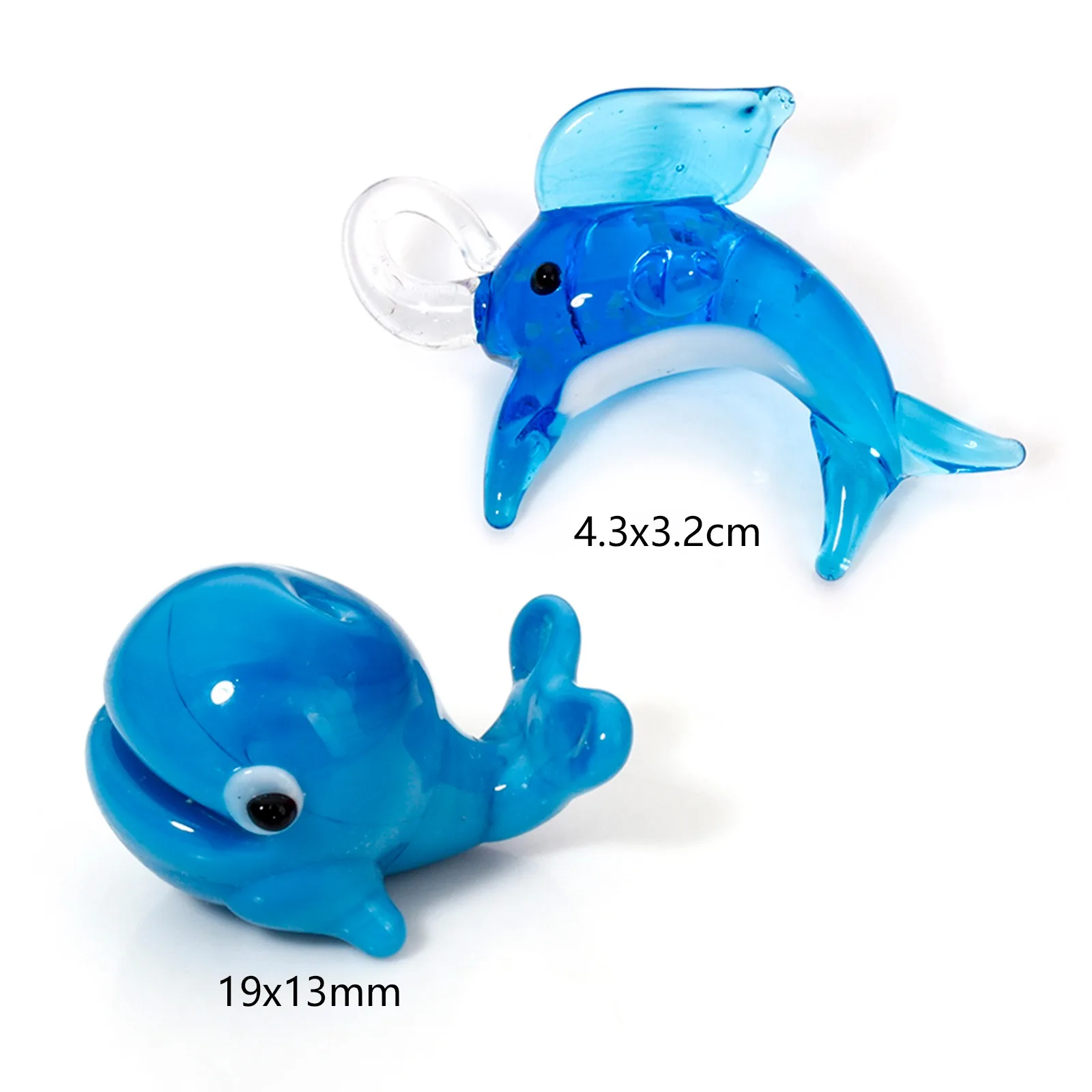 2 PCs 3D Lampwork Glass Ocean Jewelry Necklace Pendants Jellyfish Blue Whale Goldfish Animal Aquarium Decor Craft Ornaments