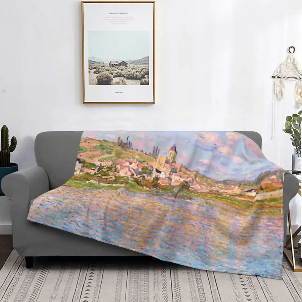 1879-Claude Monet-Vetheuil-60x81 Ультрамягкое одеяло из микрофлиса