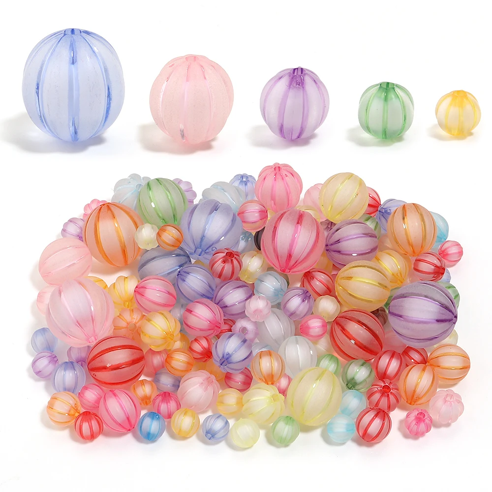 10-100pcs 8/10/12/16/20mm Round Pumpkin Acrylic Beads Loose Spacer Beads For DIY Bracelets Earrings Jewelry Making Accessories