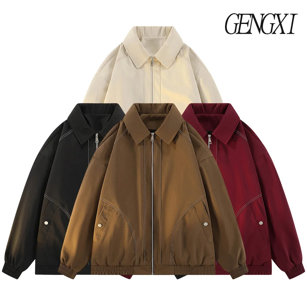 

American Vintage Workwear Jacket Autumn New Arrival Minimalist Versatile Pilot Jacket Casual Fashionable Young Men's Lapel Jacke