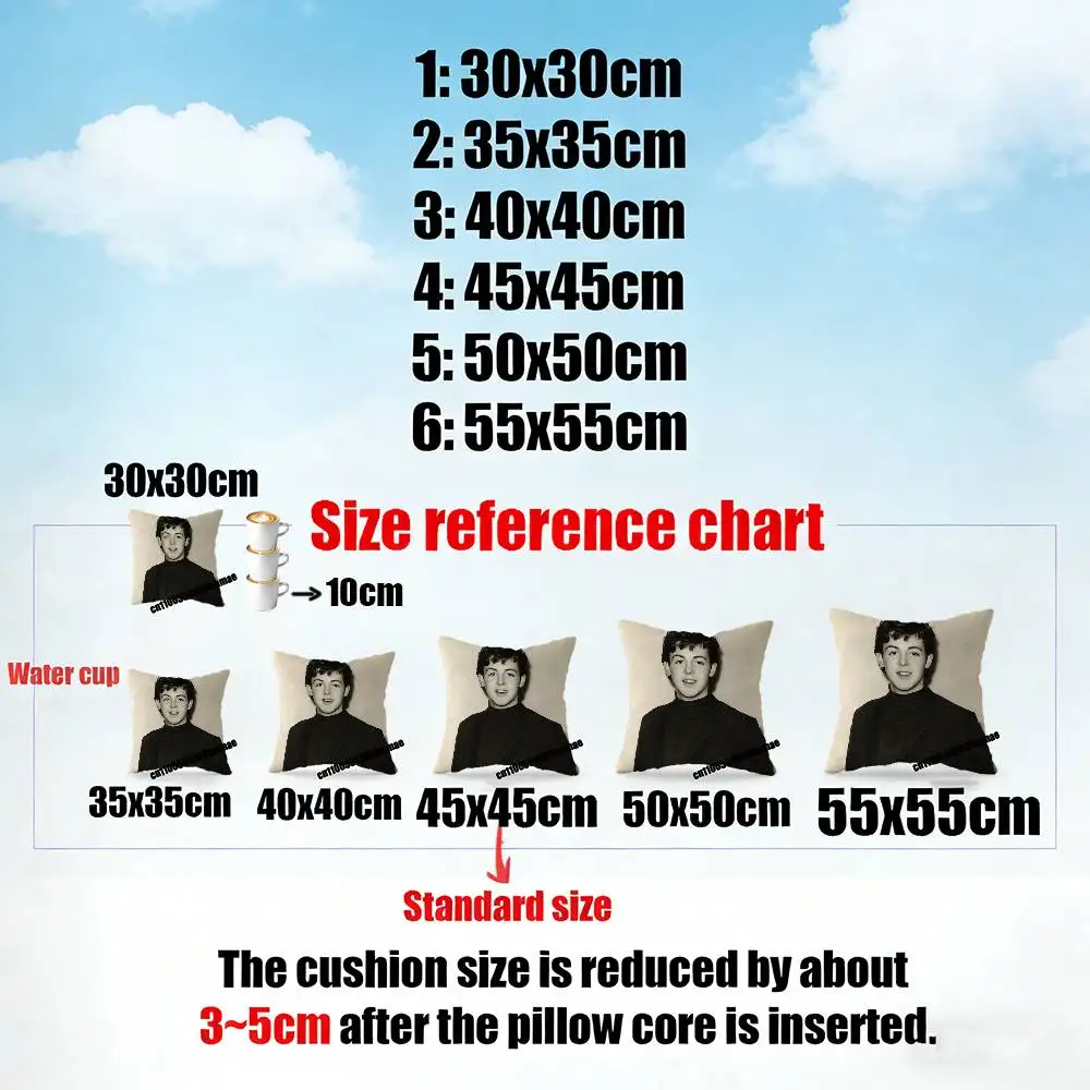 65cm 40cm Home Custom Square Pillowcase Cushion Cover For P-Paul Singer M-McCartney Throw Pillow Case 6