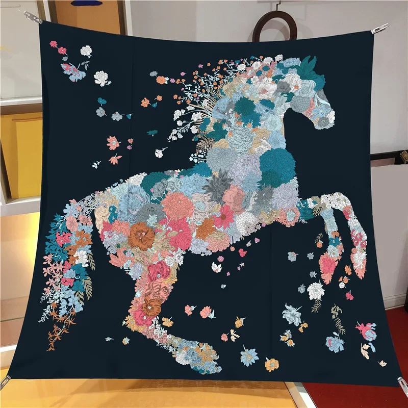 

New Colored Horse Small Silk Scarf Twill Silk Scarf Digital Printing Square