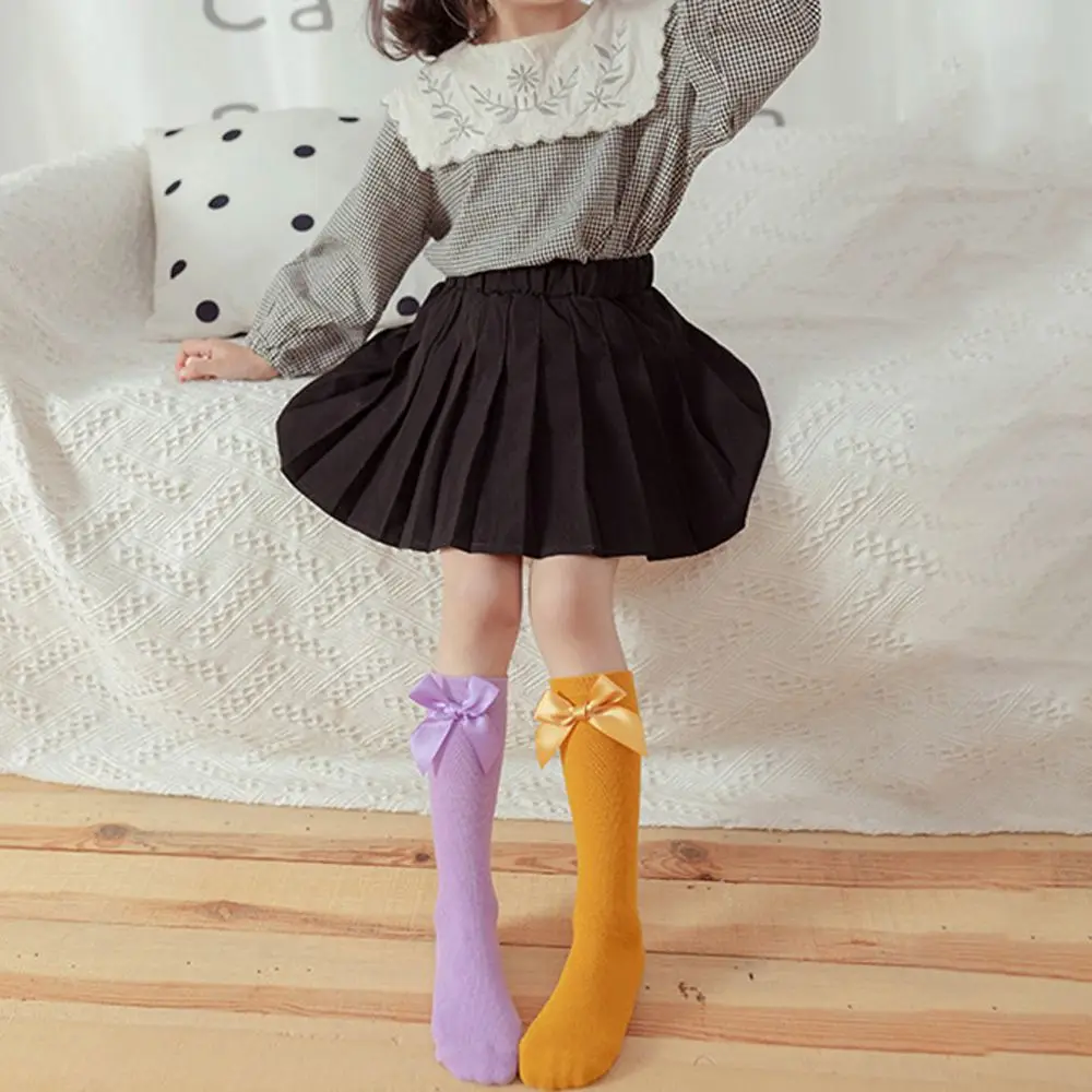 ถุงเท้าเด็กน่ารักสำหรับเด็กอายุ 6-10 ปี ถุงเท้าเด็กฤดูร้อน ถุงเท้าเด็กฤดูใบไม้ร่วง ถุงเท้าผ้าฝ้ายแบบยาว ถุงเท้าแบบผูกปม