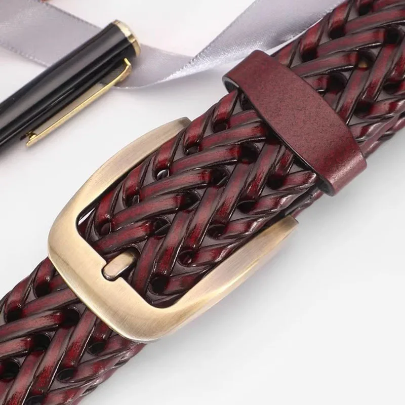 الرجال والنساء حزام جلد طبيعي الإناث الفاخرة حزام أحزمة Cummerbund المنسوجة محبوك جودة عالية الجينز السراويل الملحقات