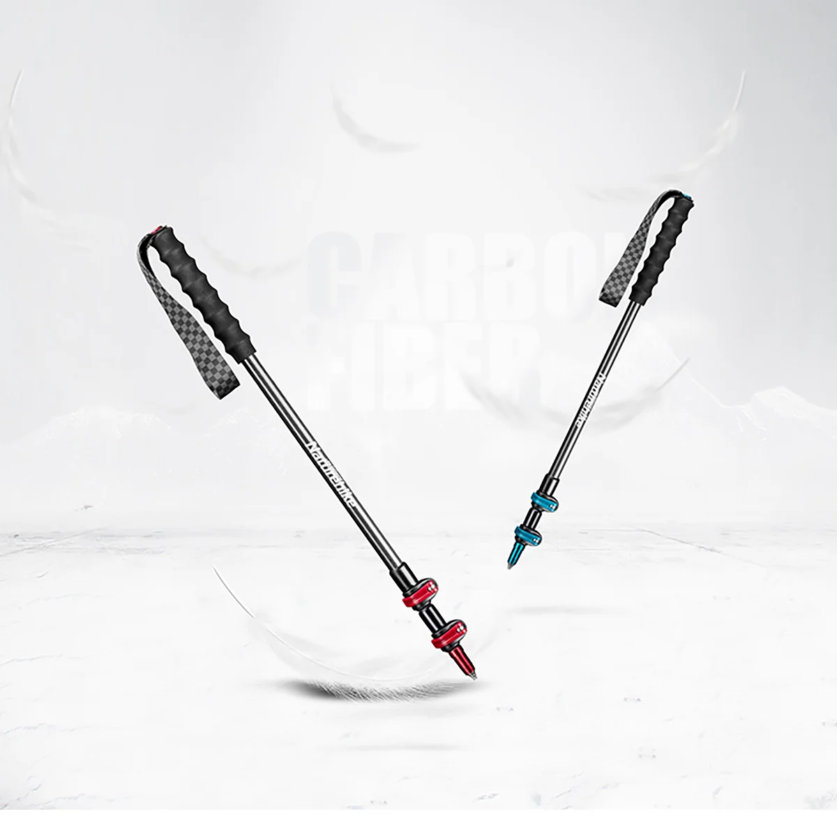 Naturehike Outdoor Ultralight Walking Stick Protable Hiking Carbon Fibers Trekking Poles 3 Section Outer Lock Stick Skiing Stick