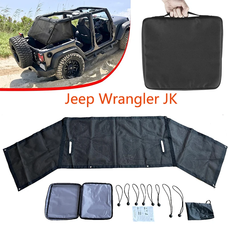 

Car Trunk Mesh Sunshade Rear Cargo Fit for Jeep Wrangler JK 2007-2018 Models, Durable Sunshade Barrier Rear Trunk Accessories