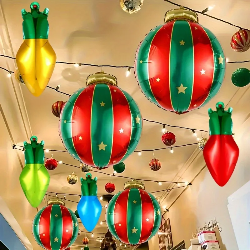 15 stücke Weihnachten Glühbirne Ballon Set Rot Grün Aluminium Folie Ballons Weihnachten Party Dekoration Urlaub Hängende Dekoration