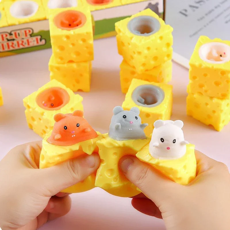 4/12Pcs Mini Cute decompression cheese mouse Toys For Boys Girls Birthday Party Favor Piñata Filler Carnival Kids Party Supplies