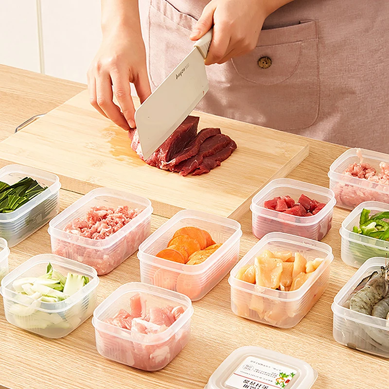 Frozen Meat Storage Box Portable Refrigerator Fruit Vegetable Fresh-Keeping Organizer Box Transparent Cheese Container Kitchen