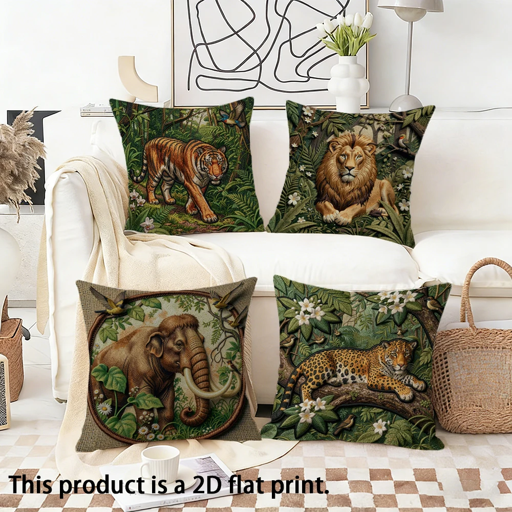 

1/4pcs Exotic Animal Patterned Pillowcases for Home Decor Sofa bed cushion cover home bedroom decoration, 2D flat printing